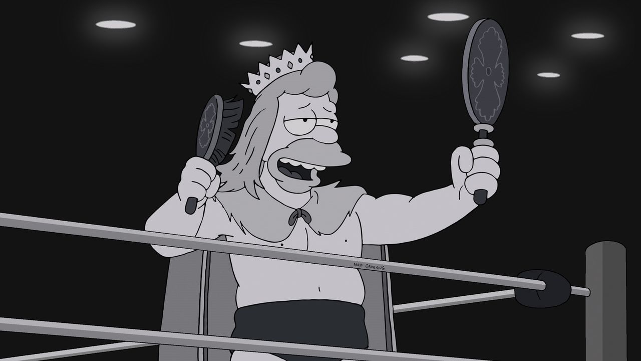 Durch eine TV-Sendung entdecken die Simpsons die ehemalige Identität von Grandpa als "Gorgeous Godfrey", der gefürchtetste, bösartigste Mann in der... - Bildquelle: und TM Twentieth Century Fox Film Corporation - Alle Rechte vorbehalten