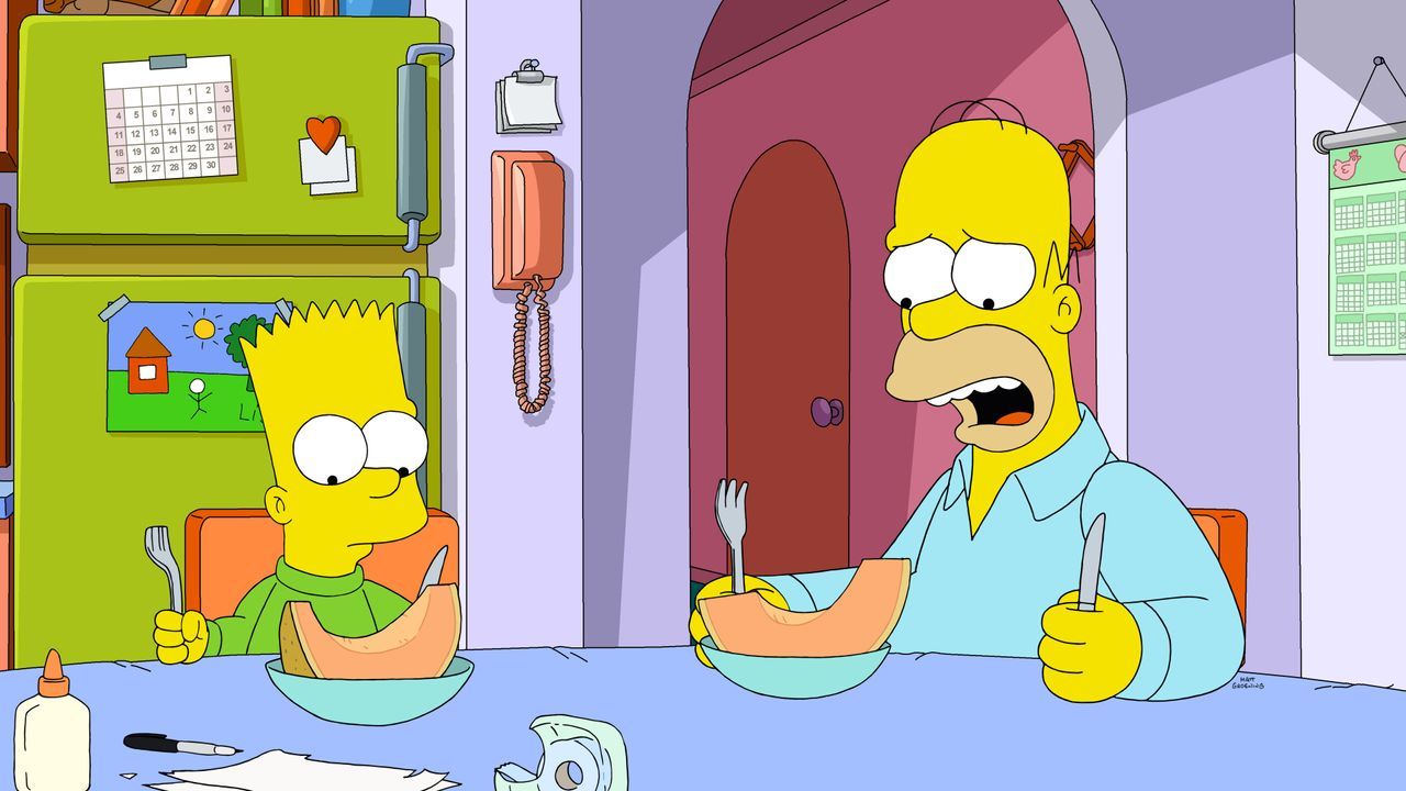 Bart (l.); Homer (r.) - Bildquelle: 2020 by Twentieth Century Fox Film Corporation.