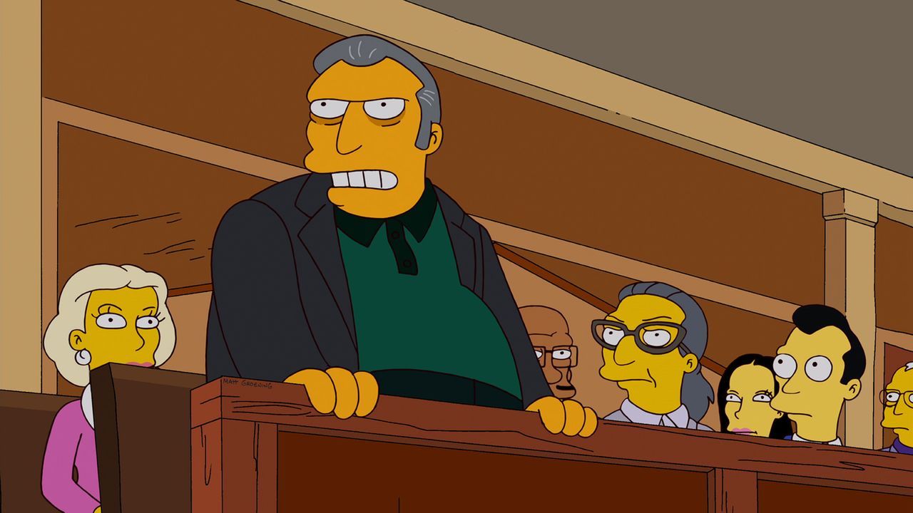 Homer ist geschockt, als er entdeckt, dass sein Bowling-Teamkollege Dan Gillick für Fat Tony (stehend) und die Mafia arbeitet ... - Bildquelle: und TM Twentieth Century Fox Film Corporation - Alle Rechte vorbehalten