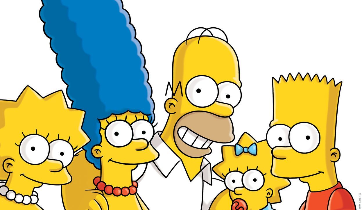 (27. Staffel) - Die Simpsons sind eine nicht alltägliche Familie: Maggie (2.v.r.), Marge (2.v.l.), Lisa (l.), Homer (M.) und Bart (r.) ... - Bildquelle: 2015 Fox and its related entities.  All rights reserved.