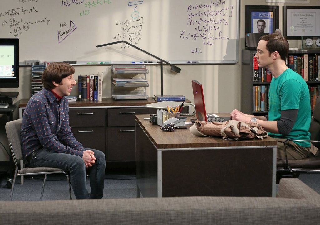 Nachdem Howard (Simon Helberg, l.) und Sheldon (Jim Parsons, r.) sich beginnen zu beleidigen, versucht Bernadette den Streit zwischen den beiden zu... - Bildquelle: Warner Brothers