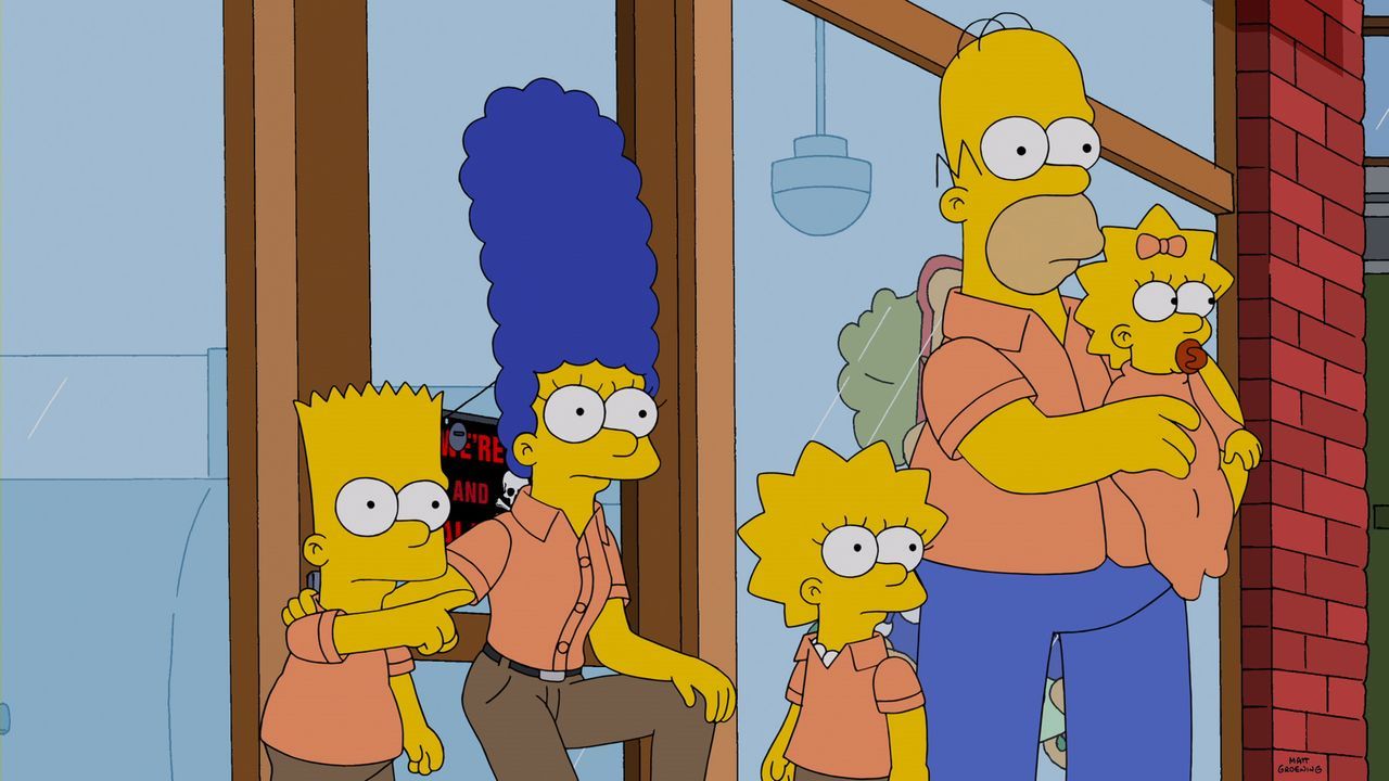 Als Marge (2.v.l.) Probleme mit ihren Mitarbeitern hat, müssen Bart (l.), Lisa (3.v.l.), Homer (2.v.r.) und Maggie (r.) einspringen ... - Bildquelle: 2014 Twentieth Century Fox Film Corporation. All rights reserved.