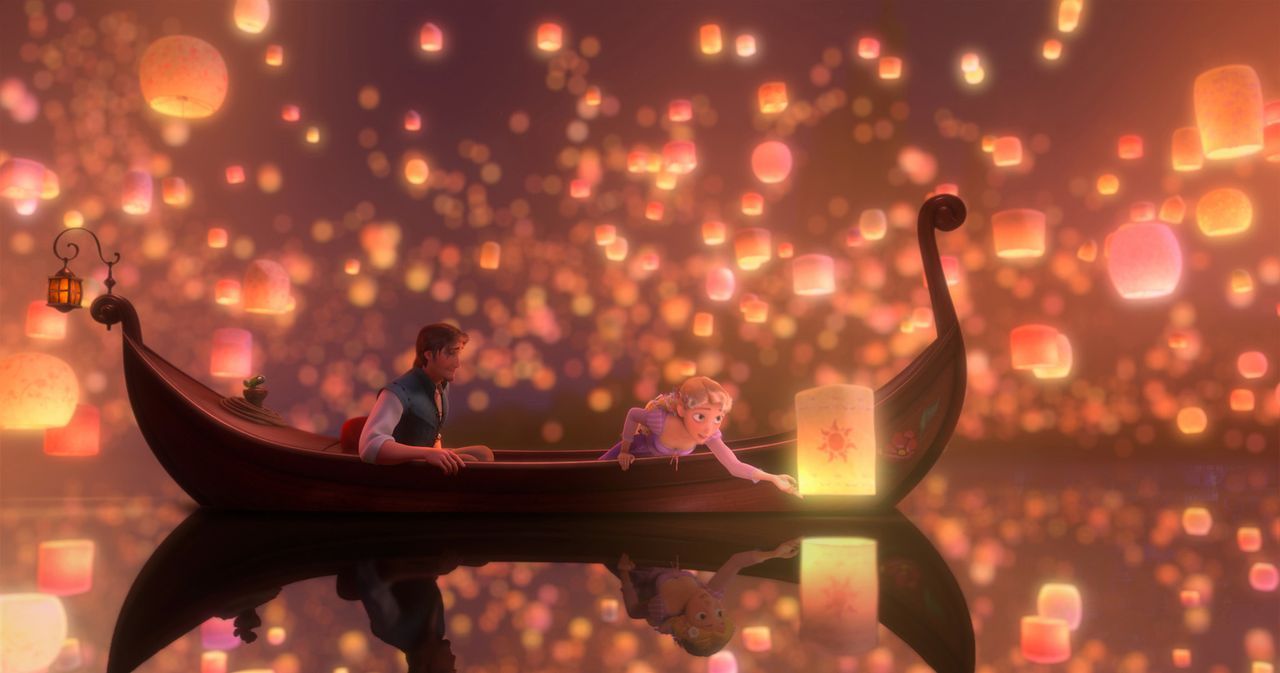 Eigentlich wollte Rapunzel (r.) ihren Turm nur verlassen, um zusammen mit dem Dieb Flynn Rider (l.) einem Himmelsphänomen nachzugehen, aber als sie... - Bildquelle: Disney.  All rights reserved