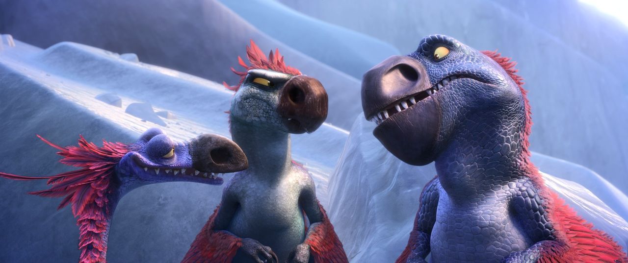 Die Dino-Vögel (v.l.n.r.) Roger, Gavin und Gertie machen Jagd auf Buck, nachdem dieser ihnen in der Dinosaurier-Welt das Leben schwer gemacht hat ... - Bildquelle: 2016 Twentieth Century Fox Film Corporation. All rights reserved.
