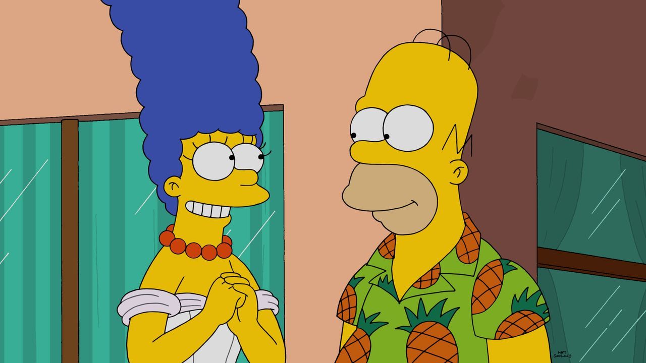 Marge (l.) hat Homer (r.) losgeschickt, eine neue Waschmaschine zu kaufen. Doch dieser kommt mit einem Grill-Smoker zurück. Was zu Beginn für Ärger... - Bildquelle: 2015 Fox and its related entities.  All rights reserved.
