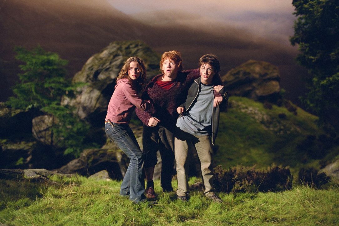 Harry Potter (Daniel Radcliffe, r.), Ron (Rupert Grint, M.) und Hermine (Emma Watson, l.) versuchen mit dem Mut der Verzweifelung, das Böse zu besie... - Bildquelle: Warner Television