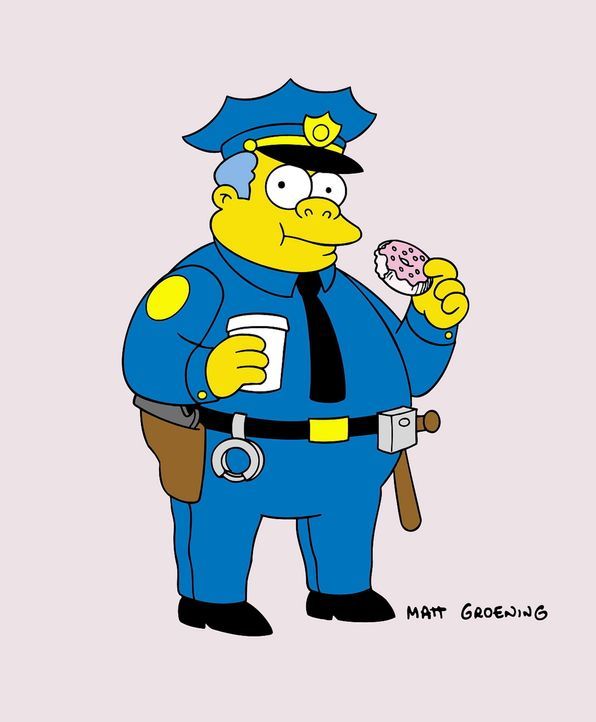 (13. Staffel) - Auch Chief Wiggum, Polizeichef in Springfield, ist ein Donut-Fan. - Bildquelle: und TM Twentieth Century Fox Film Corporation - Alle Rechte vorbehalten