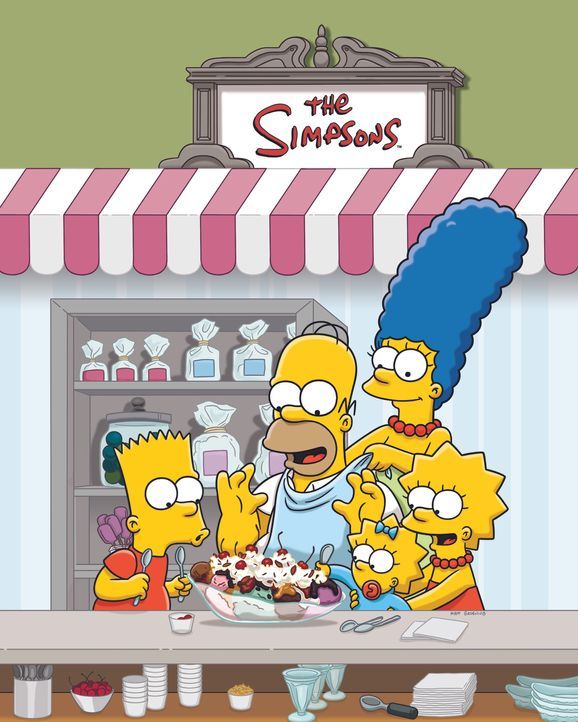 (27. Staffel) - Eine nicht alltägliche Familie: Marge (2.v.r.), Maggie (M.), Bart (l.), Lisa (r.) und Homer Simpson (2.v.l.) ... - Bildquelle: 2015 Fox and its related entities.  All rights reserved.