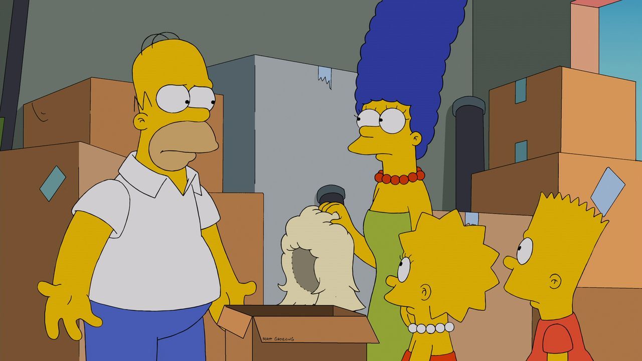 Machen eine unglaubliche Entdeckung: Homer (l.), Bart (r.), Marge (2.v.l.) und Lisa (2.v.r.) ... - Bildquelle: und TM Twentieth Century Fox Film Corporation - Alle Rechte vorbehalten
