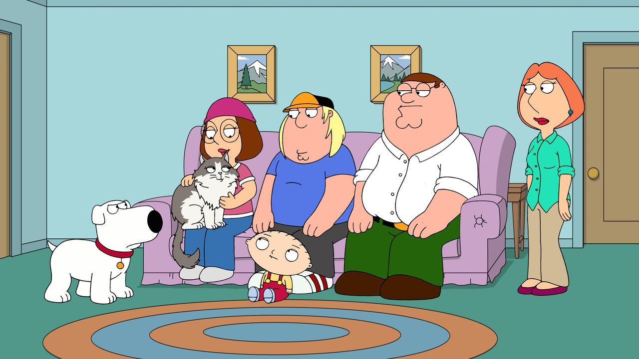 (v.l.n.r.) Brian Griffin; Pouncey; Meg Griffin; Chris Griffin; Stewie Griffin; Peter Griffin; Lois Griffin - Bildquelle: 2021-2022 Fox Broadcasting Company, LLC. All rights reserved.