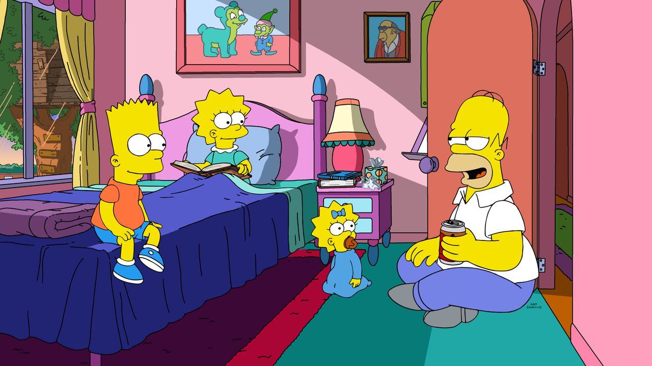 (v.l.n.r.) Bart; Lisa; Maggie; Homer - Bildquelle: 2020 by Twentieth Century Fox Film Corporation.