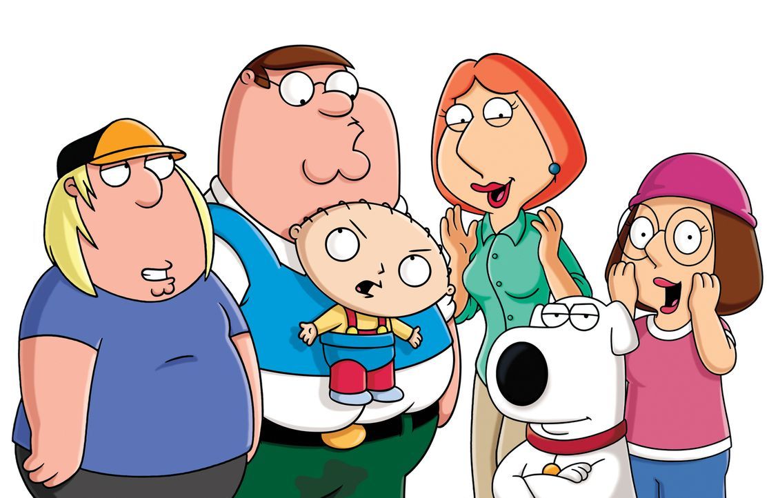 (16. Staffel) - Familie Griffins - eine ganz spezielle Familie: Chris (l.), Peter (2.v.l.), Lois (3.v.r.), Meg (2r.), Brian (2.v.r.) und Stewie (3.v... - Bildquelle: 2015-2016 Fox and its related entities.  All rights reserved.