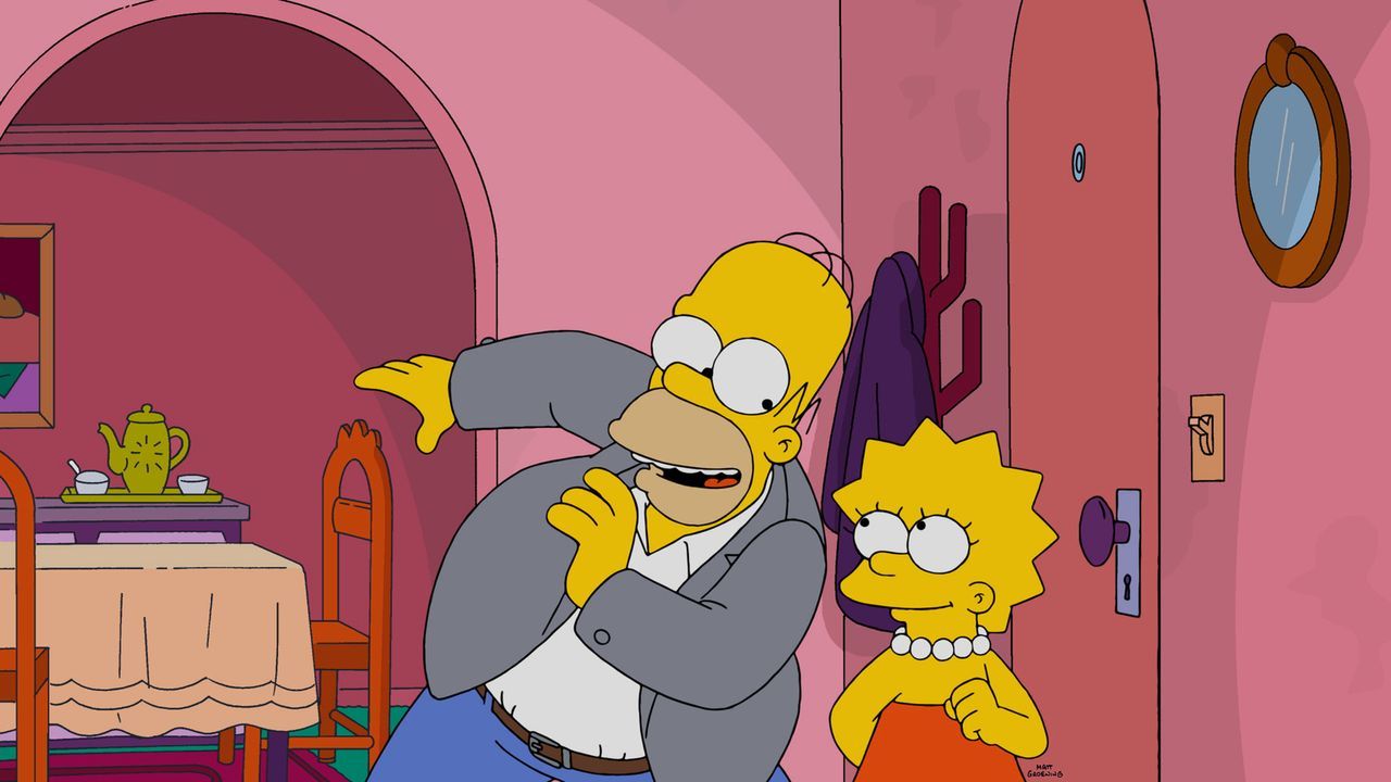 Bei einem Pokerabend verliert Homer (l.) 5.000 Dollar an Laney Fontaine, eine alte Broadway-Größe, die jetzt mit Moe zusammen ist. Um seine Wettschu... - Bildquelle: 2015 Fox and its related entities.  All rights reserved.