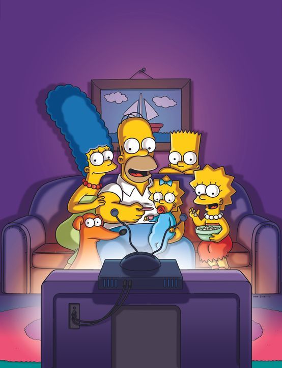(30. Staffel) - (v.l.n.r.) Marge; Homer; Maggie; Bart; Lisa (vorne) Knecht Ruprecht - Bildquelle: 2018-2019 Fox and its related entities.  All rights reserved.