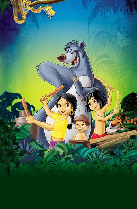Das Abenteuer im Dschungel geht weiter:  Kaa (links oben), Shanti (vorne l.), Ranjan (vorne M.), Mogli (vorne r.), Balu (hinten und Shir Khan (r.) ... - Bildquelle: Disney Enterprises, Inc. All rights reserved.