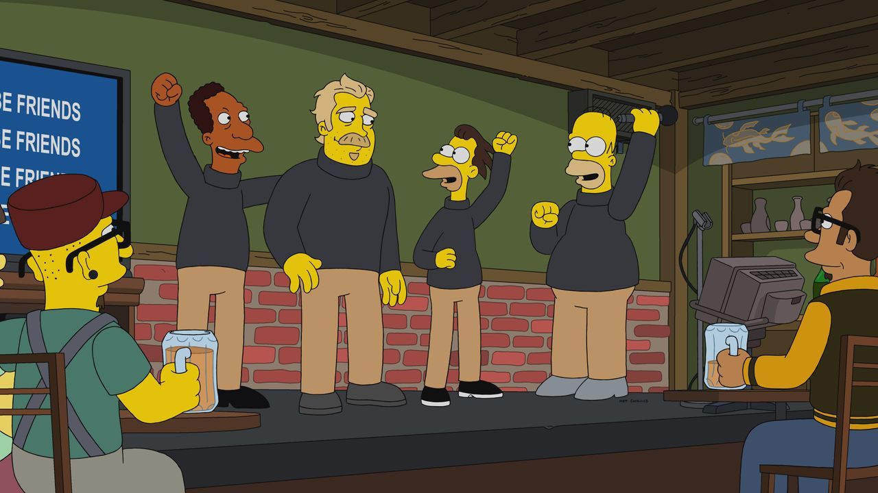 (Mitte v.l.n.r.) Carl; Fred; Lenny; Homer - Bildquelle: 2020 by Twentieth Century Fox Film Corporation.